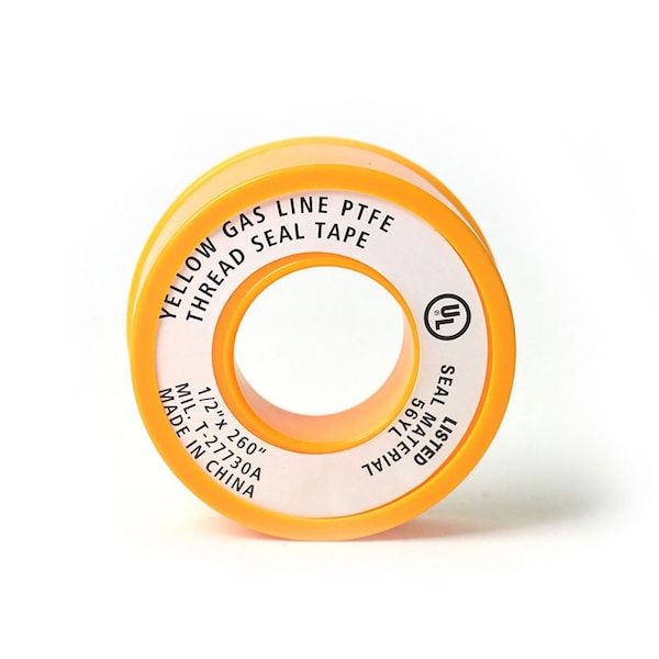 Thrifco Plumbing 1/2 Inch X 260 Inch Yellow Color Gas PTFE Thread Sealing Tape 6311105 - main